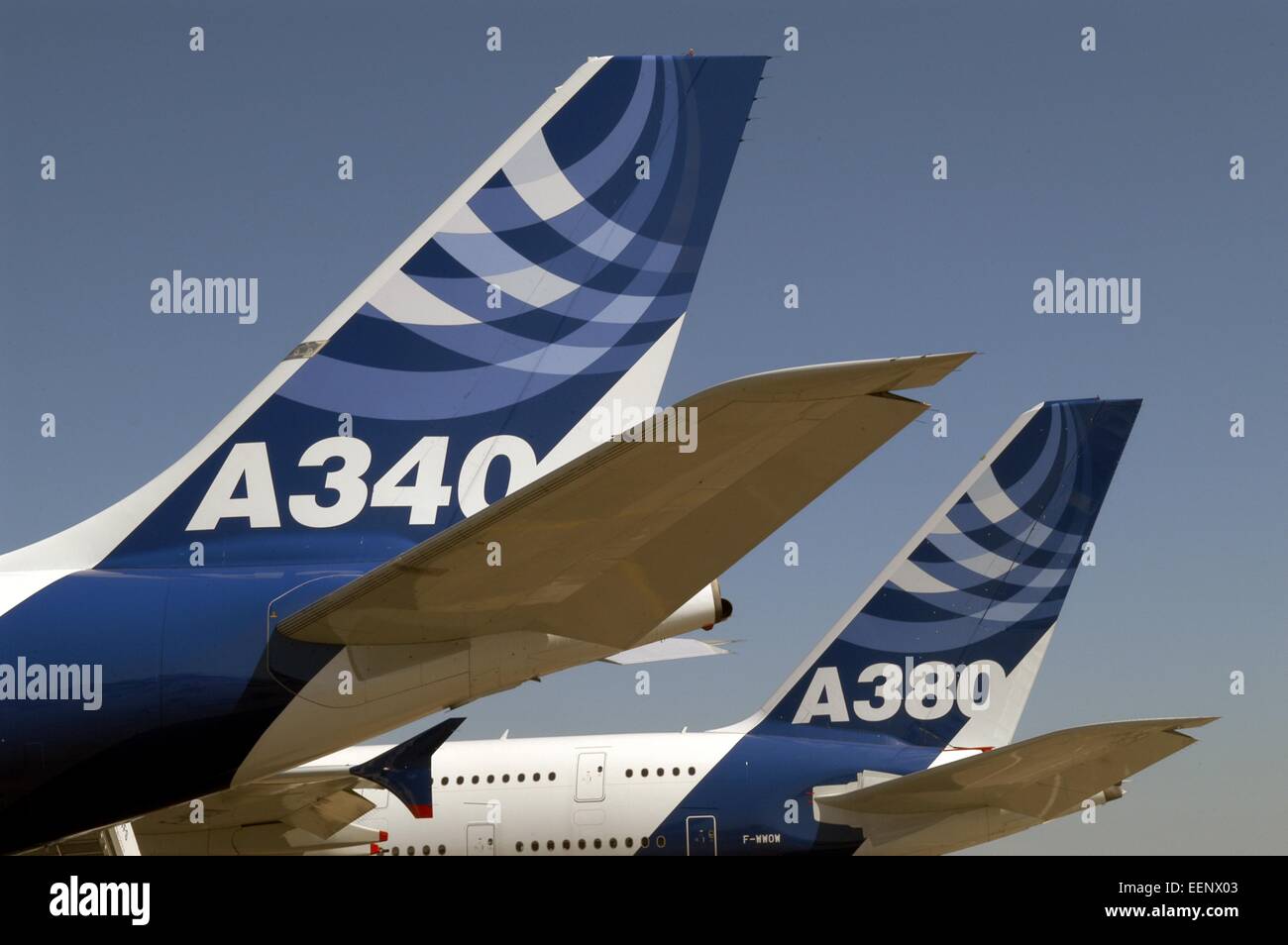 Avions de ligne Airbus A 340 et 380 Banque D'Images