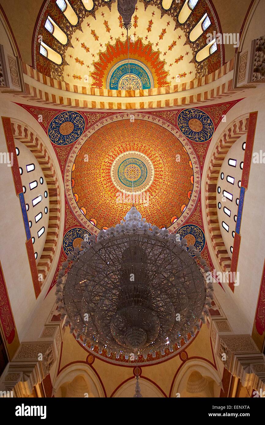 À l'intérieur de la mosquée principale de Beyrouth. Al-Amin Mosquw Banque D'Images