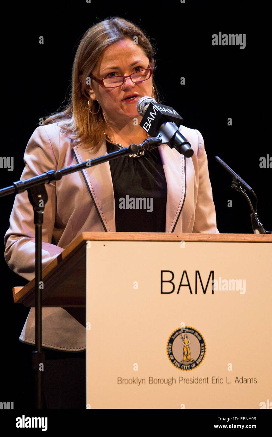 Brooklyn, NY, USA. 19 Jan, 2015. Le président du conseil du Conseil de la ville de New York à Mark-Viverito Melissa une apparition publique pour BAM accueille la 29e assemblée annuelle Brooklyn Hommage au Dr Martin Luther King, Jr. - Venez partager le rêve, Brooklyn Academy of Music Howard Gilman Opera House, Brooklyn, NY, 19 janvier 2015. © Patrick Cashin/Everett Collection/Alamy Live News Banque D'Images