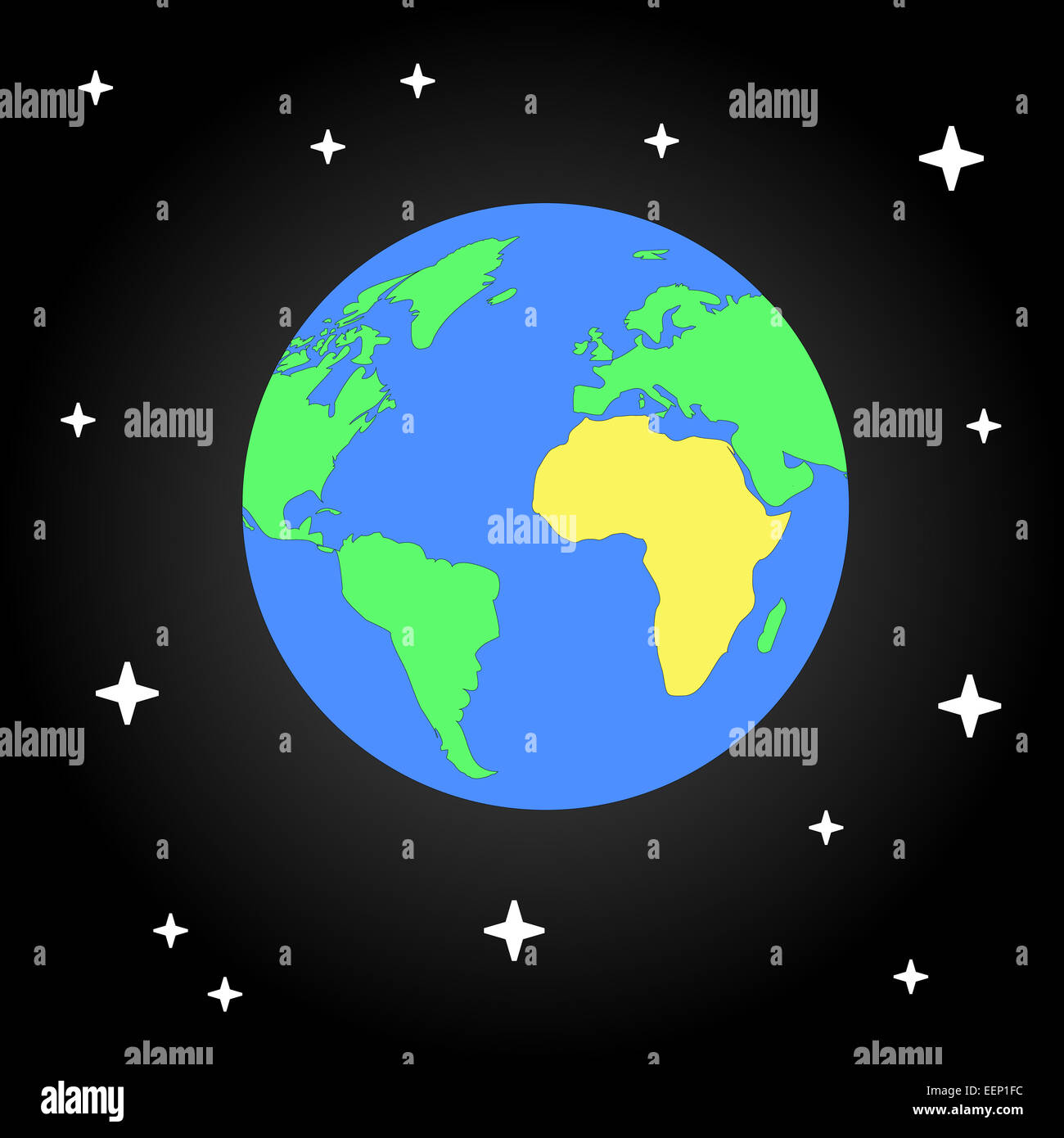 Terre et star. Illustration de l'espace design plat. Illustration vecteur eps10. Banque D'Images
