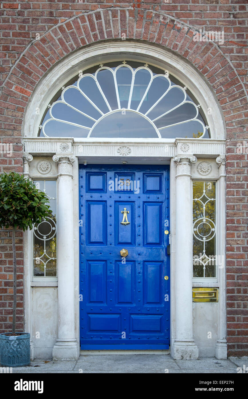 Porte avant pour colorés accueil à Merrion Square, Dublin, Irlande, Irlande Banque D'Images