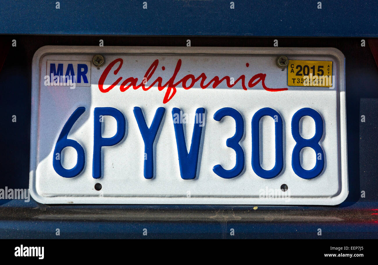 Californie, USA de la plaque d