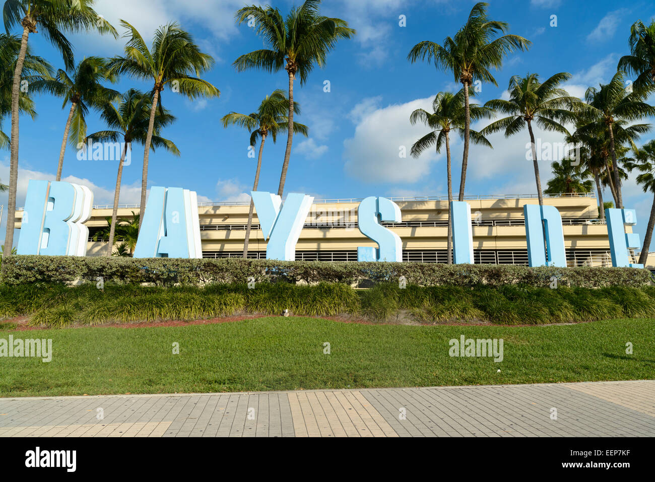 Centre commercial Bayside signe, Miami, Floride Banque D'Images