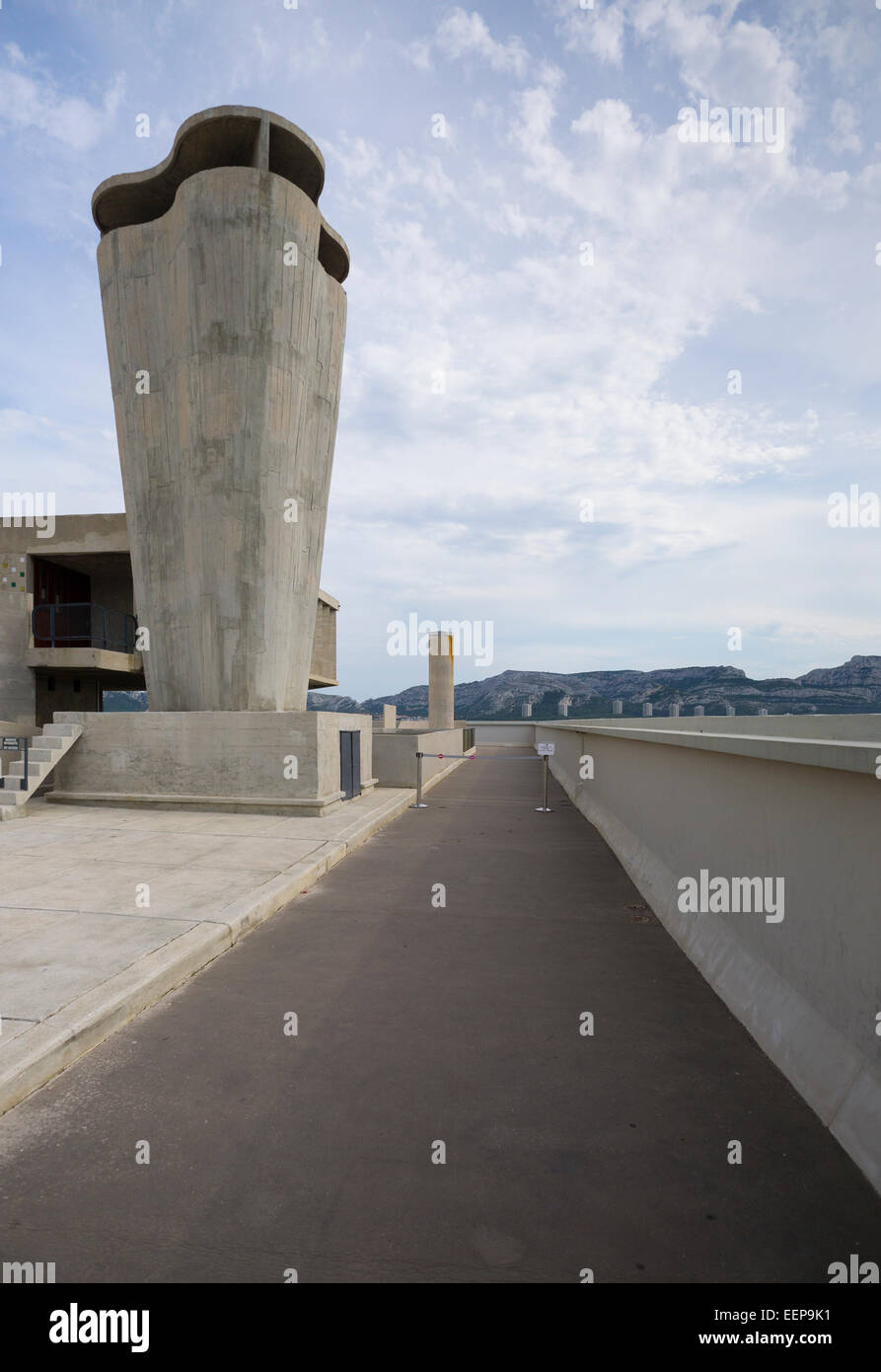 L'arbre de Ventilation de toit de l'Unité d'habitation Le Corbusier Marseille France Banque D'Images