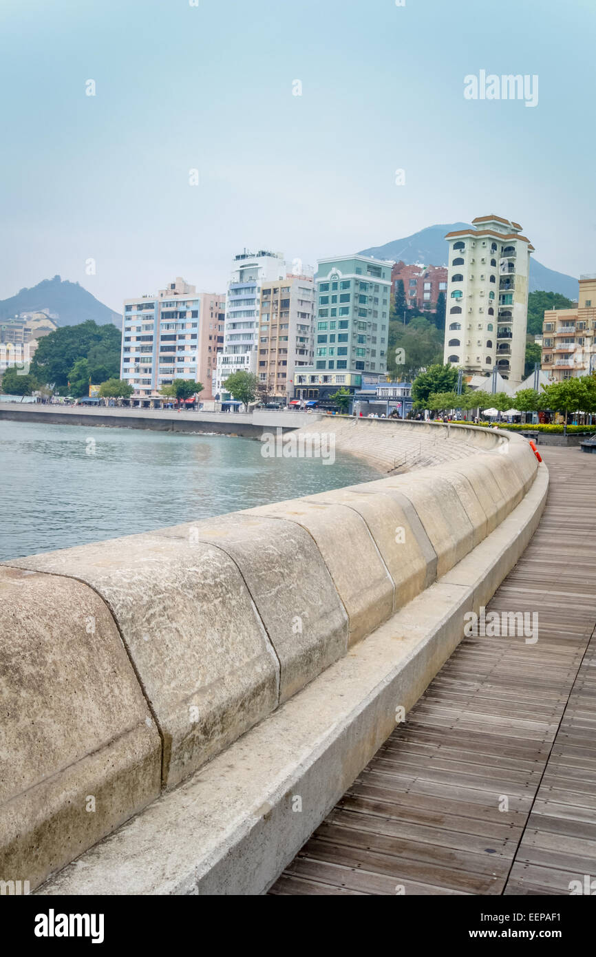 Vue sur mer promenade côtière autour de la baie, Stanley Stanley, l'île de Hong Kong, Chine Banque D'Images