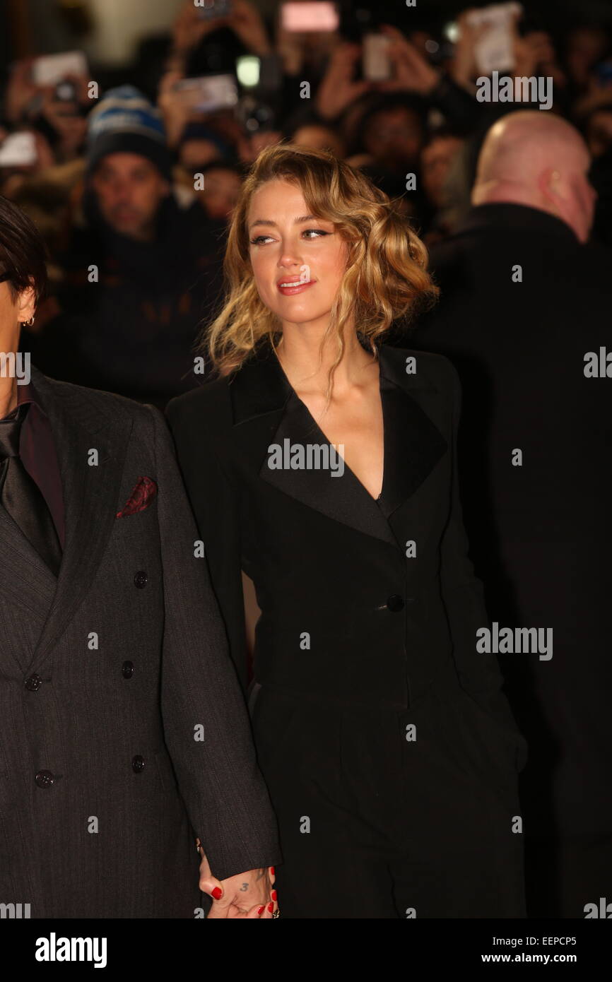 Londres, Royaume-Uni. 19 Jan, 2015. Johnny Depp et Amber entendu assiste à la première UK de MORTDECAI à l'Empire Leicester Square, Londres. Photo par Swiftcreative crédit obligatoire Banque D'Images