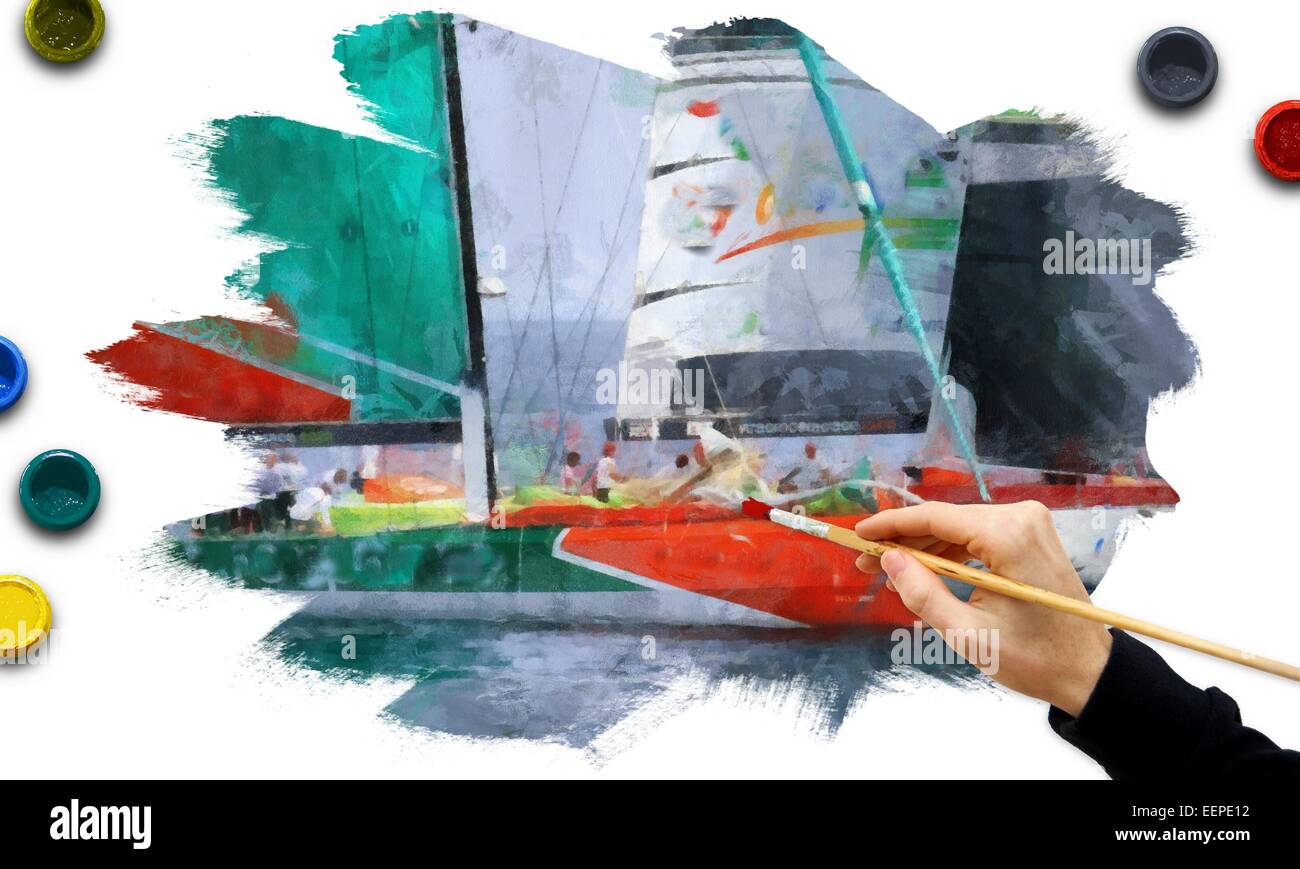 Illustration à propos de la course de bateaux à voile Banque D'Images