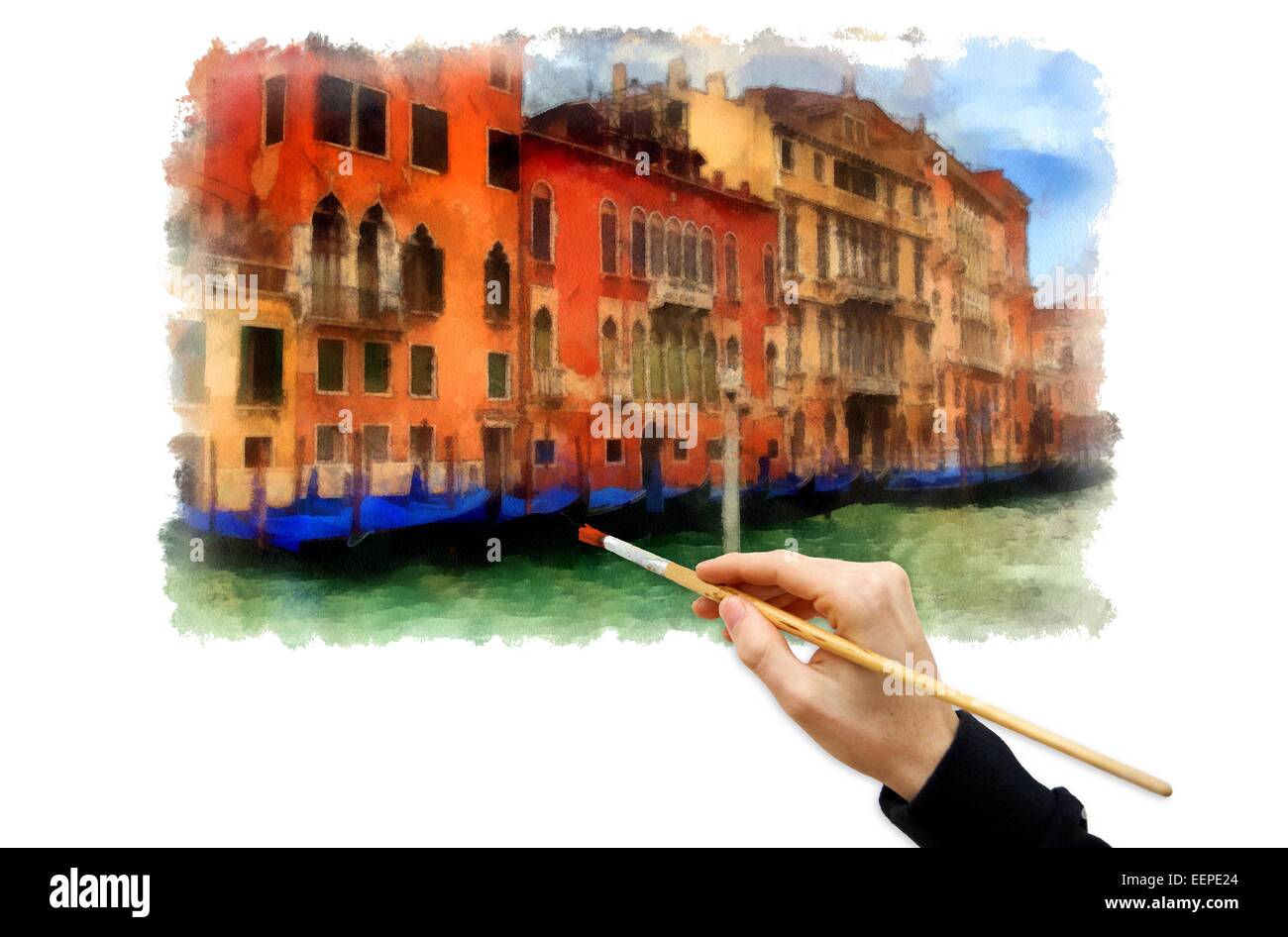 Illustration peint quelque scènes de Venise Banque D'Images