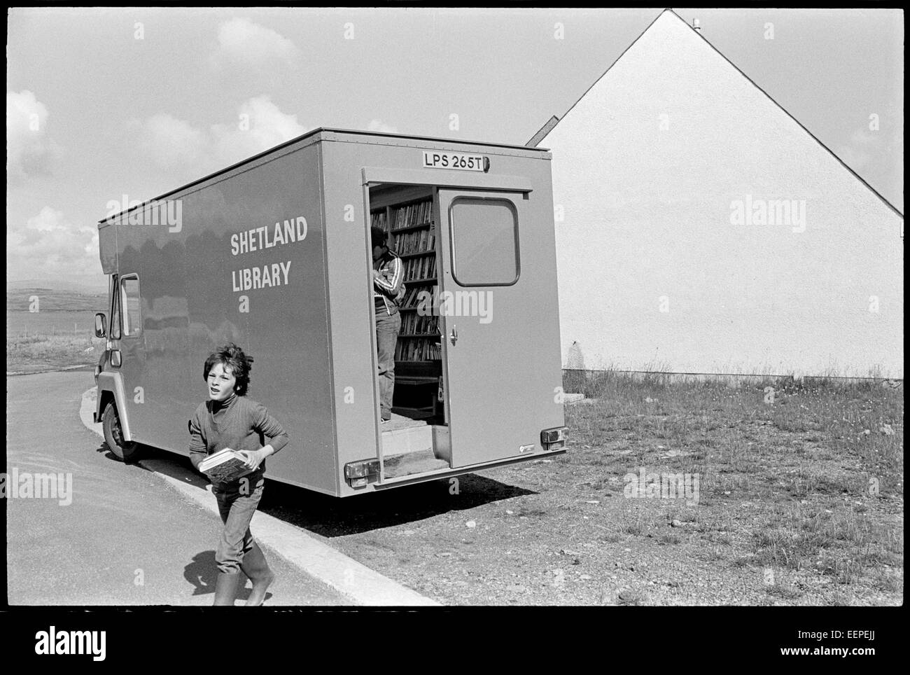 Bibliothèque mobile, Brae.Shetland. Banque D'Images