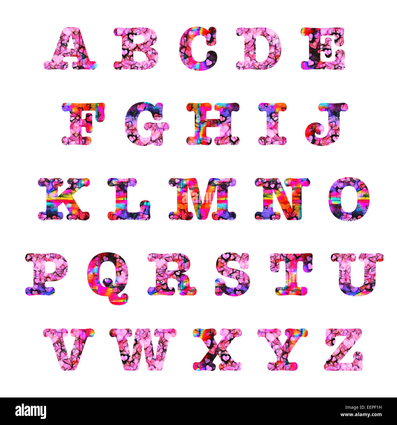 Rose rouge coeur majuscules majuscules texte alphabet font design artistique de Saint Valentin printemps été voir EEPF1j pour la comparaison minuscules Banque D'Images