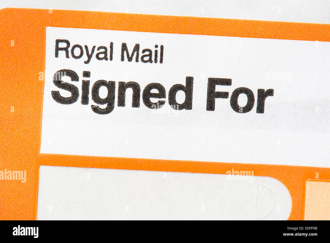 Royal Mail signé pour l'autocollant colis - UK Banque D'Images
