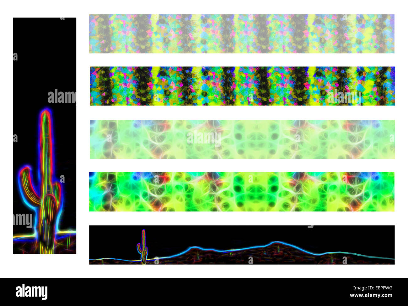 Le sud-ouest de l'Arizona et bannière web saguaro cactus jeu de gratte-ciel. Jeu de haute résolution aussi pour l'arrêt et newsletter Banque D'Images