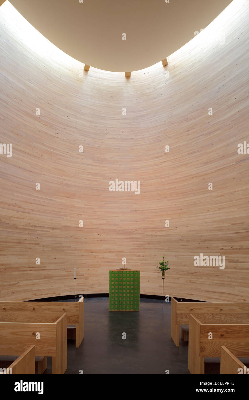 Chapelle de Silence Kamppi, Helsinki, Finlande. Architecte : Arkkitehtitoimisto K2S, 2012. Banque D'Images