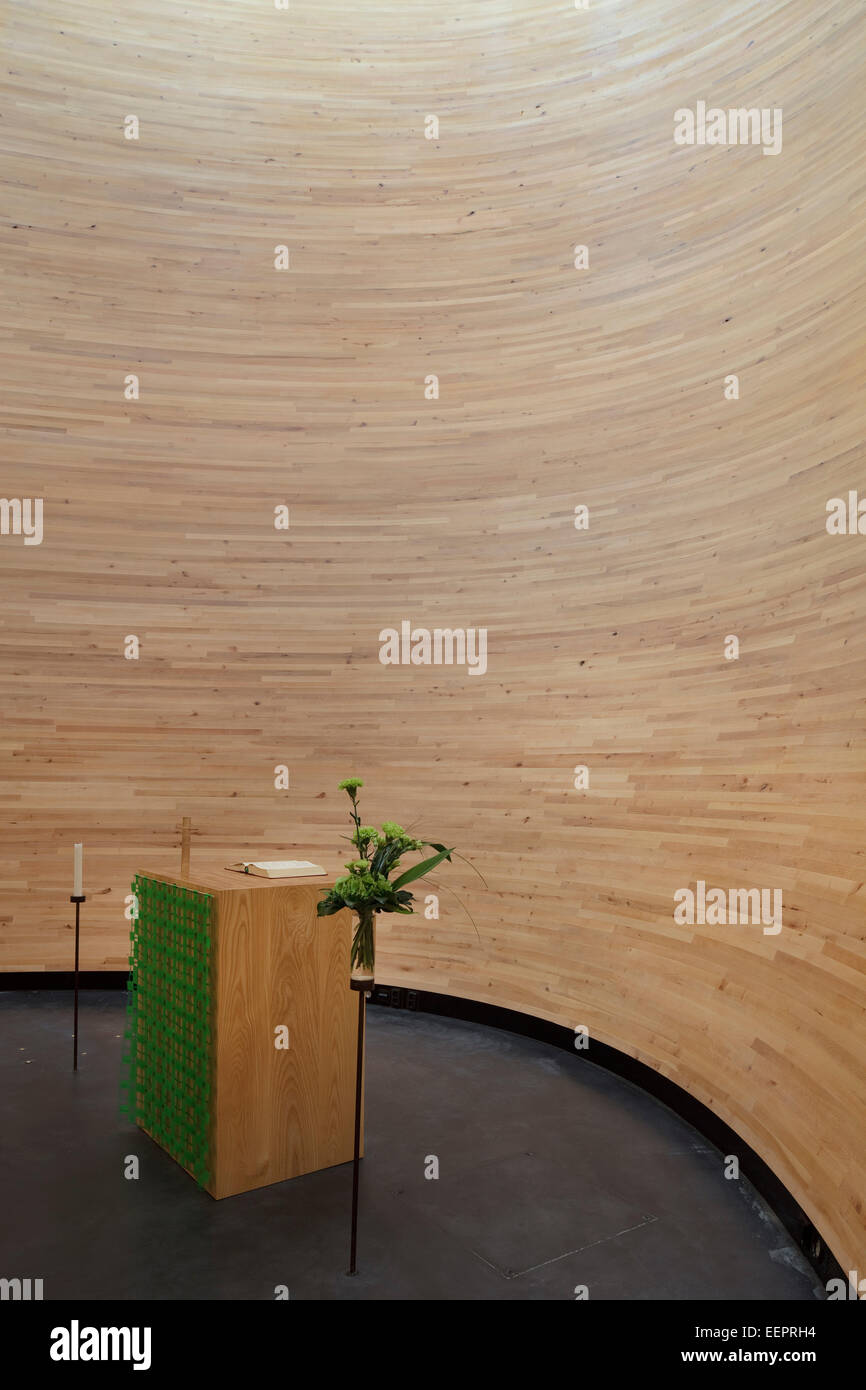 Chapelle de Silence Kamppi, Helsinki, Finlande. Architecte : Arkkitehtitoimisto K2S, 2012. Banque D'Images