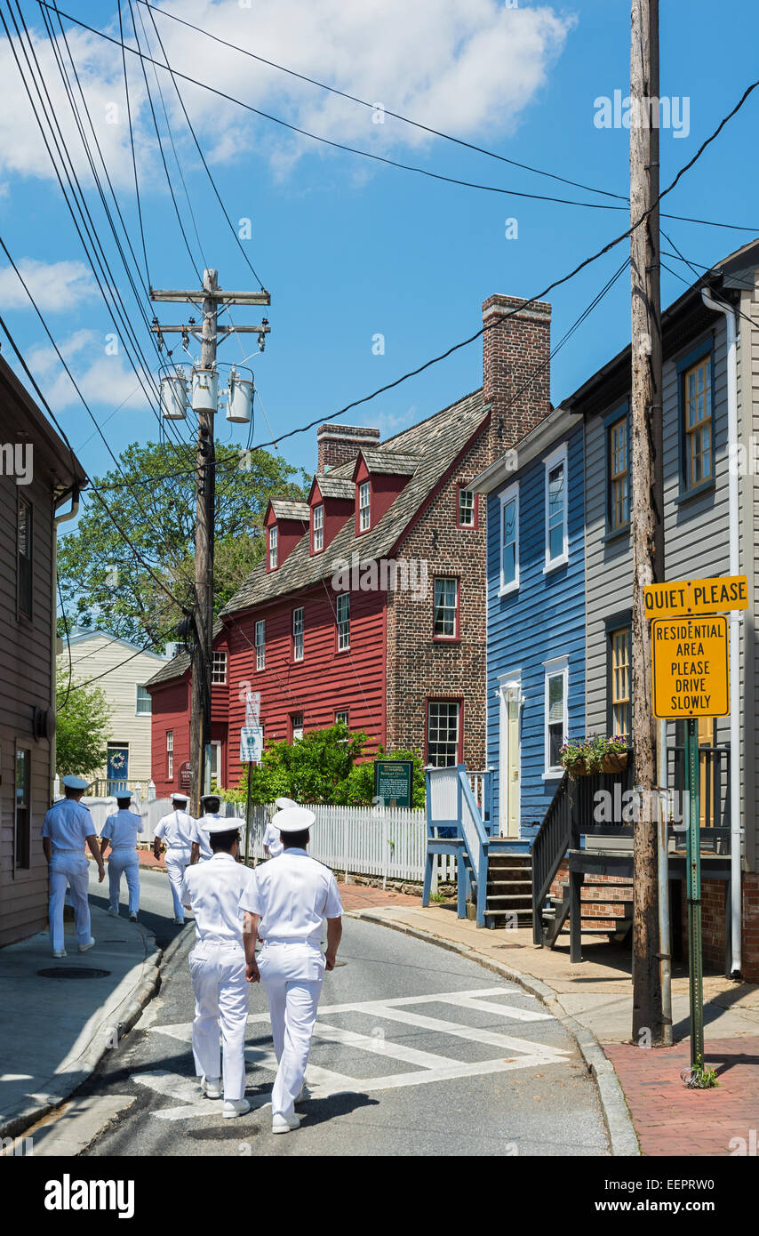 Le Maryland, Annapolis, District historique national, U.S. Naval Academy aspirants Banque D'Images