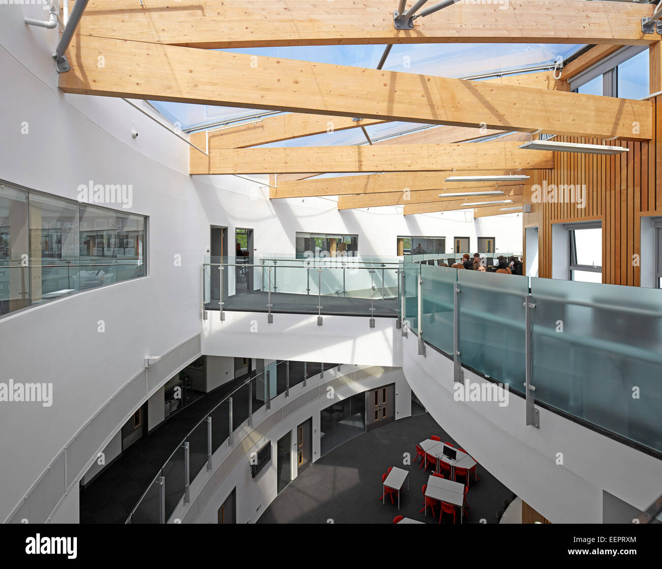 Skinners Academy, Kent, Royal Tunbridge Wells, Royaume-Uni. Architecte : sud architectes, 2014 chasseurs. Vue globale sur le dessus. Banque D'Images