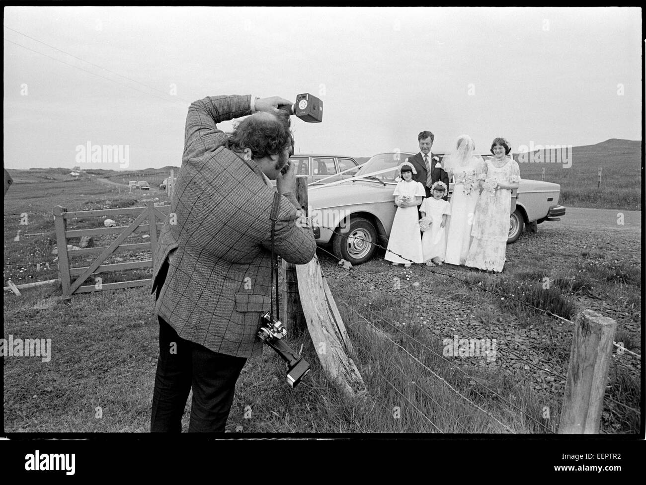 Photographe de mariage au travail, de nidification du Nord, Shetland. Banque D'Images