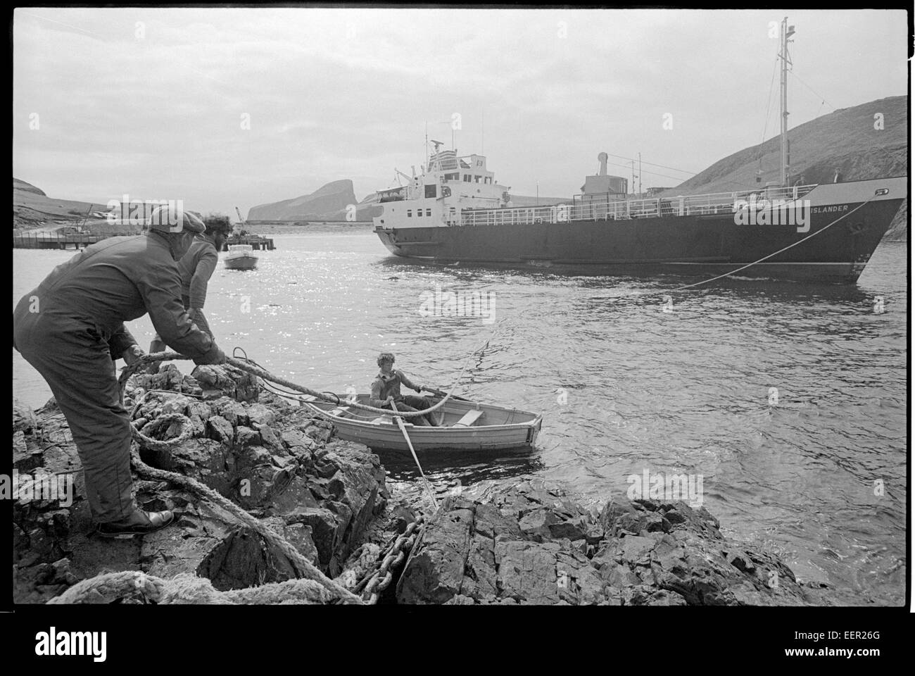 Cargo quitte Fair Isle, Shetland. Banque D'Images