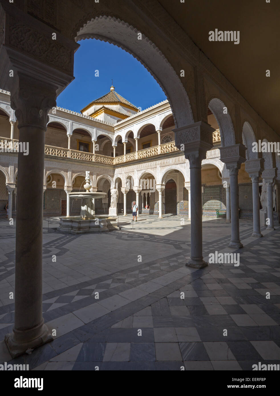 Séville, ESPAGNE - 28 octobre 2014 : La Cour de La Casa de Pilatos. Banque D'Images