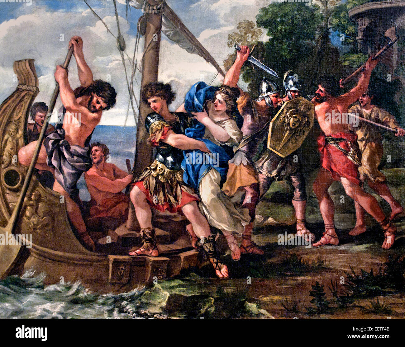 Le kidnapping d'Elena (1630 - 1632), Giovanni Francesco Romanelli (1610-1662) ( la mythologie grecque, Helen of Troy - également connu sous le nom de Helen de Sparte ) Italie Italien Banque D'Images