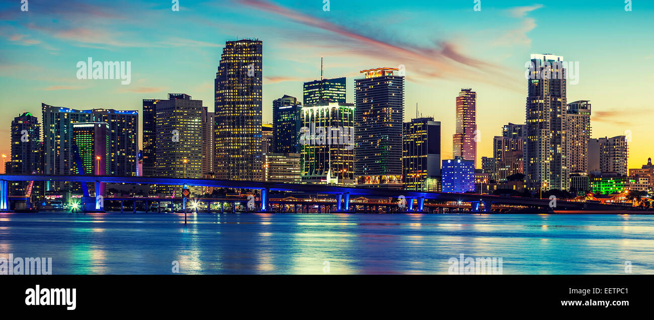 Vue panoramique de Miami, le traitement photographique spécial, USA. Banque D'Images
