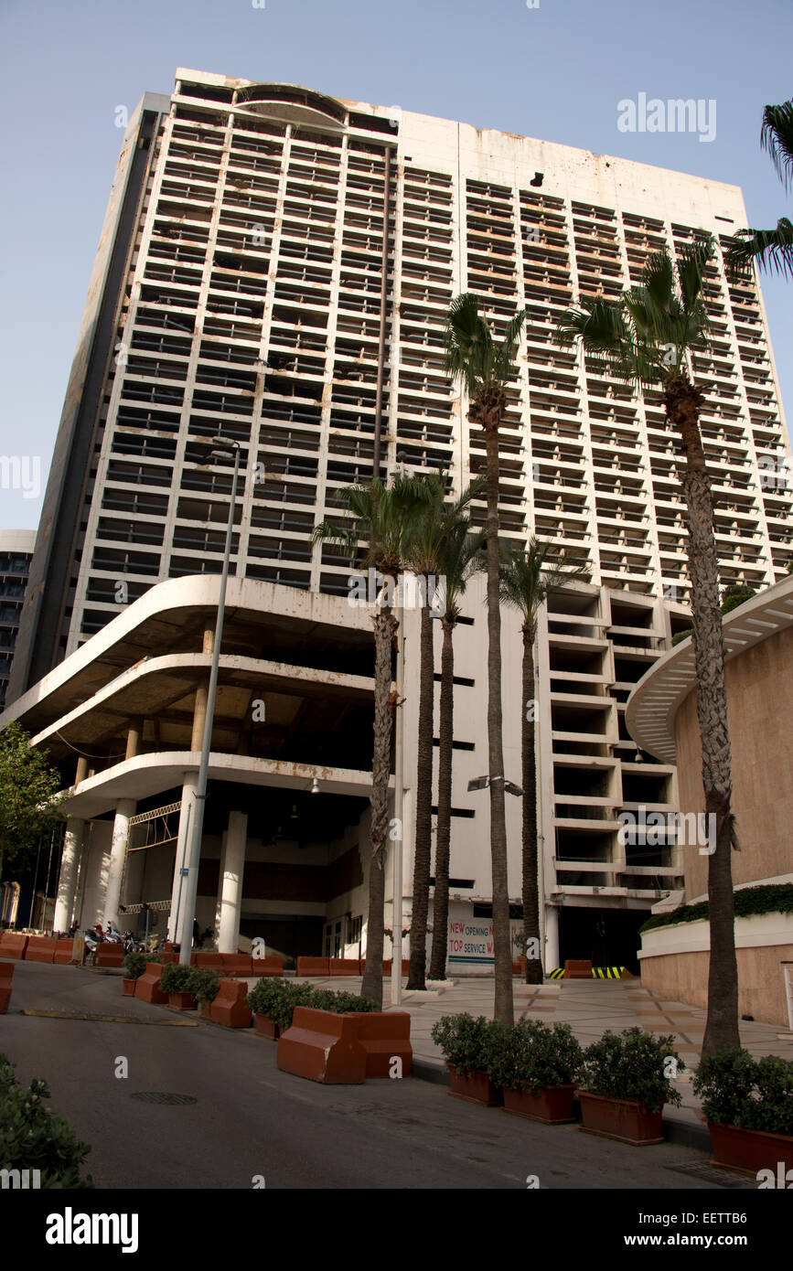 Holiday Inn bombardée, Beyrouth, Liban Banque D'Images