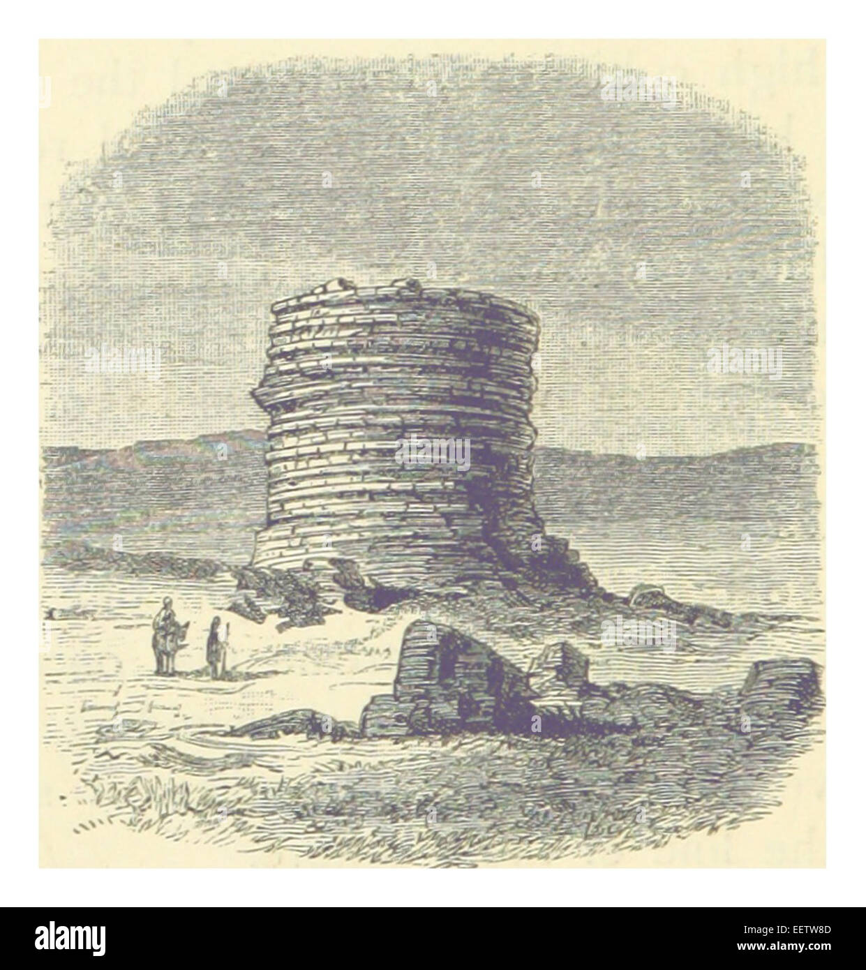 Une illustration de l'œuvre de Graham de 1887 représentant le Kasr-El-Menara, un palais historique ou une fortification. La carte offre un aperçu de l'architecture et du cadre de la structure à la fin du XIXe siècle. Banque D'Images