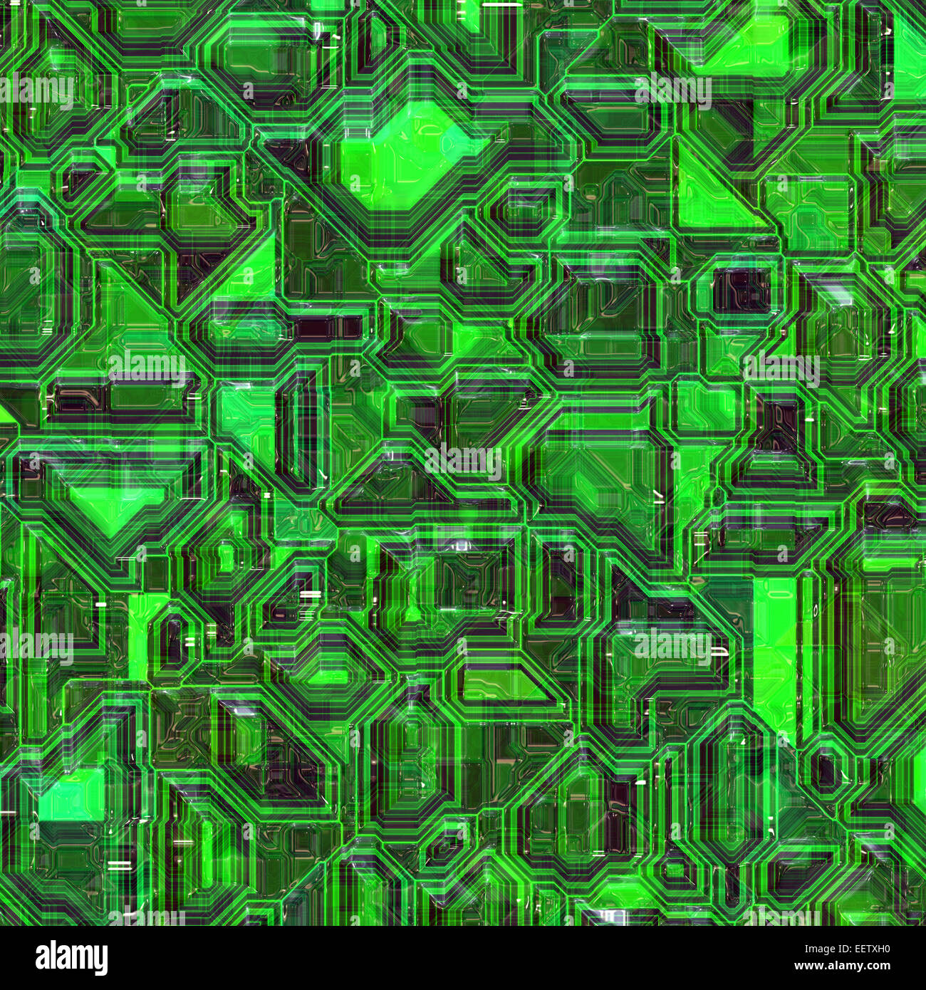Circuit intégré de couleur verte vue rapprochée Banque D'Images