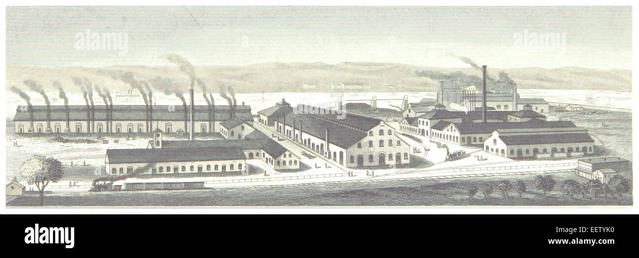 Une illustration de 1876 de *Lossing*, représentant l'usine de fer de Barden à Troy, New York. L'image montre le site industriel et son rôle dans la croissance manufacturière américaine à la fin du XIXe siècle. Banque D'Images