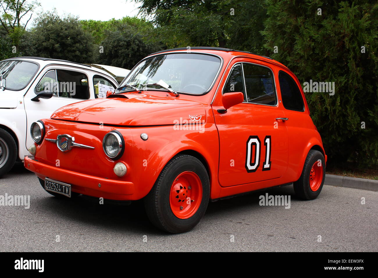 Dukes of Hazard peinture Fiat 500 dans un camping à Cavallino Treporti, Italie Banque D'Images