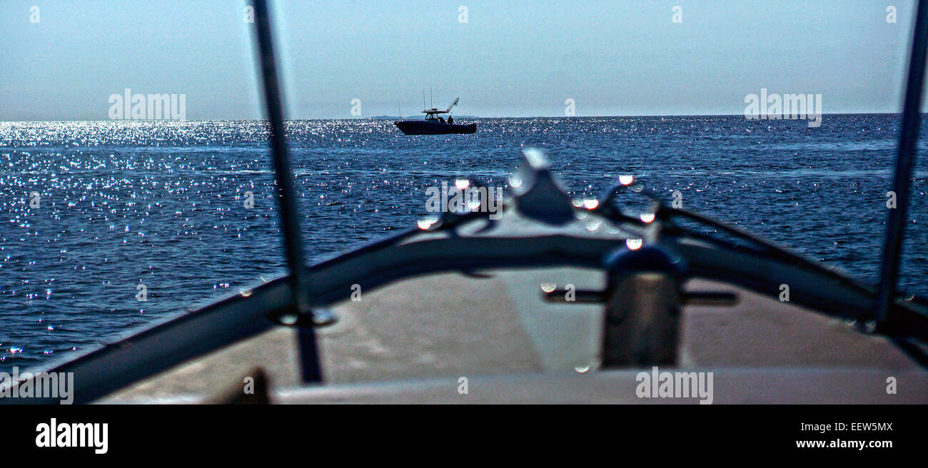 Bluefishing sur un bateau de Clinton, CT USA Banque D'Images