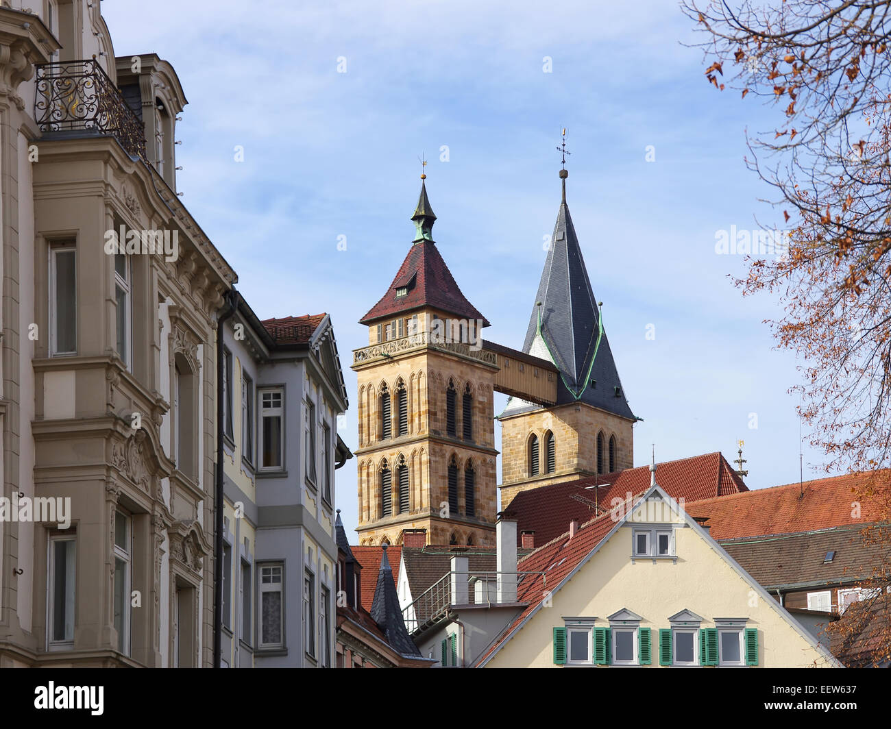 L'église paroissiale Saint Dionys, Esslingen près de Stuttgart, Allemagne. Banque D'Images