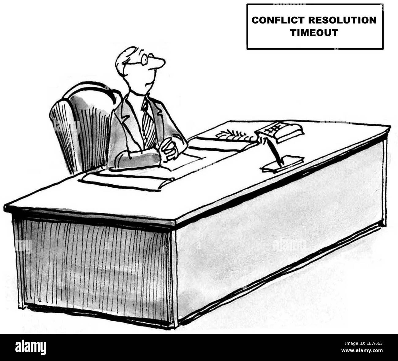 Caricature portrait dans la résolution des conflits. Banque D'Images