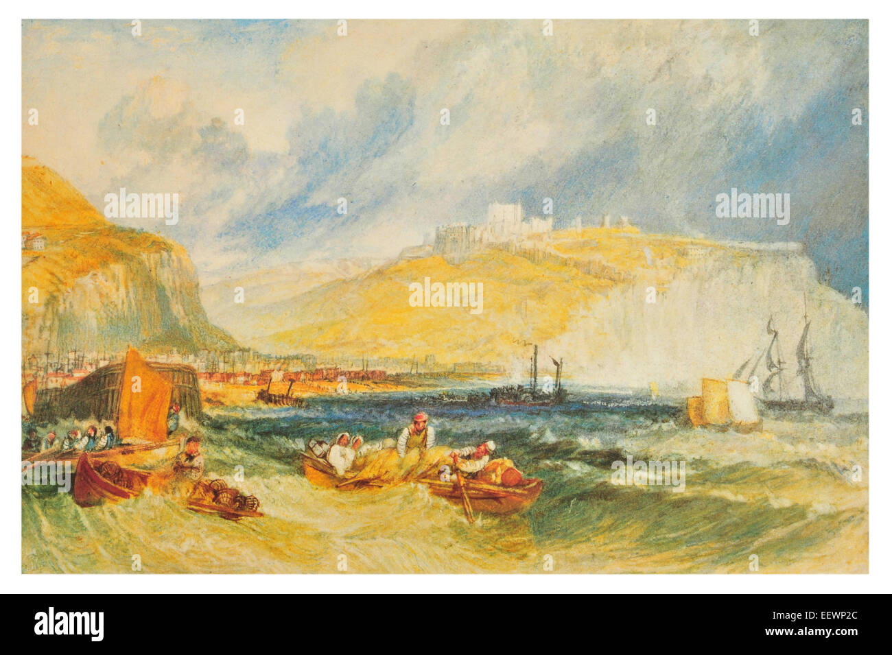 Dover par Joseph Mallord William Turner Castle Steamship falaises blanches navire à passagers bateau bateau pêcheur filets tirant ferry Banque D'Images