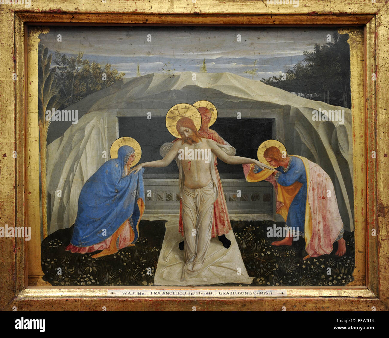 Fra Angelico (1395-1455). Peintre de la Renaissance italienne. Mise au tombeau du Christ. Abou 1438-1440. L'Alte Pinakothek. Munich. L'Allemagne. Banque D'Images