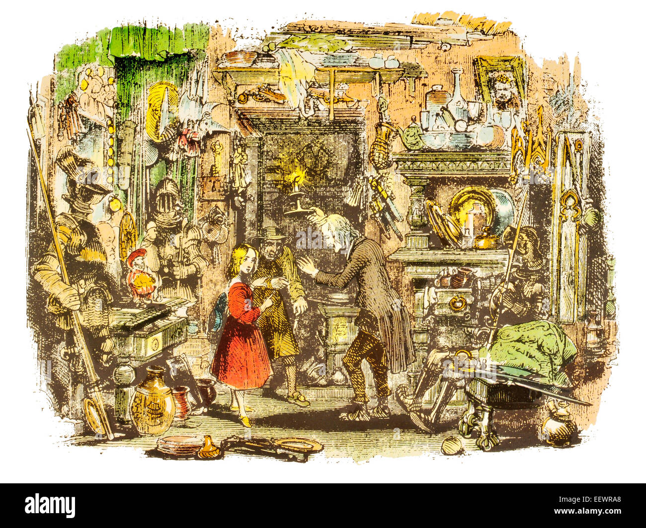 L'intérieur de la Old Curiosity Shop Barnaby Rudge Nell Trent grand-père Charles John Huffam Dickens conte roman histoire écrivain anglais Banque D'Images