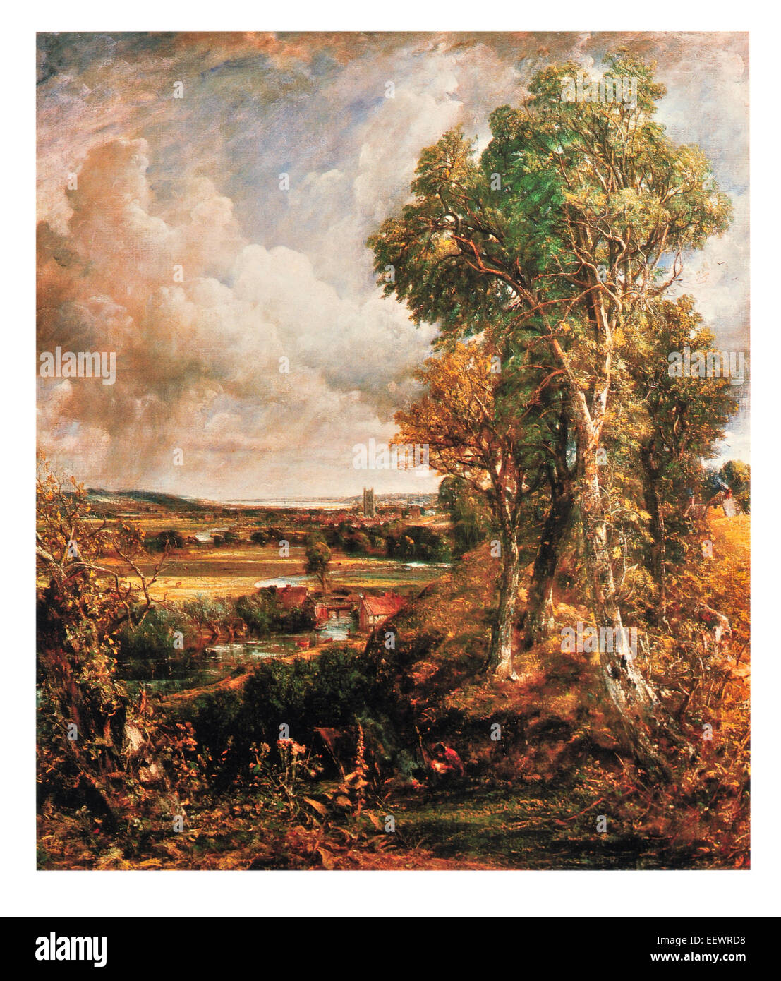 Dedham Vale John Constable Région d'une beauté naturelle est de l'Angleterre Suffolk Essex Rivière Stour 1802 la tour de la cathédrale Banque D'Images