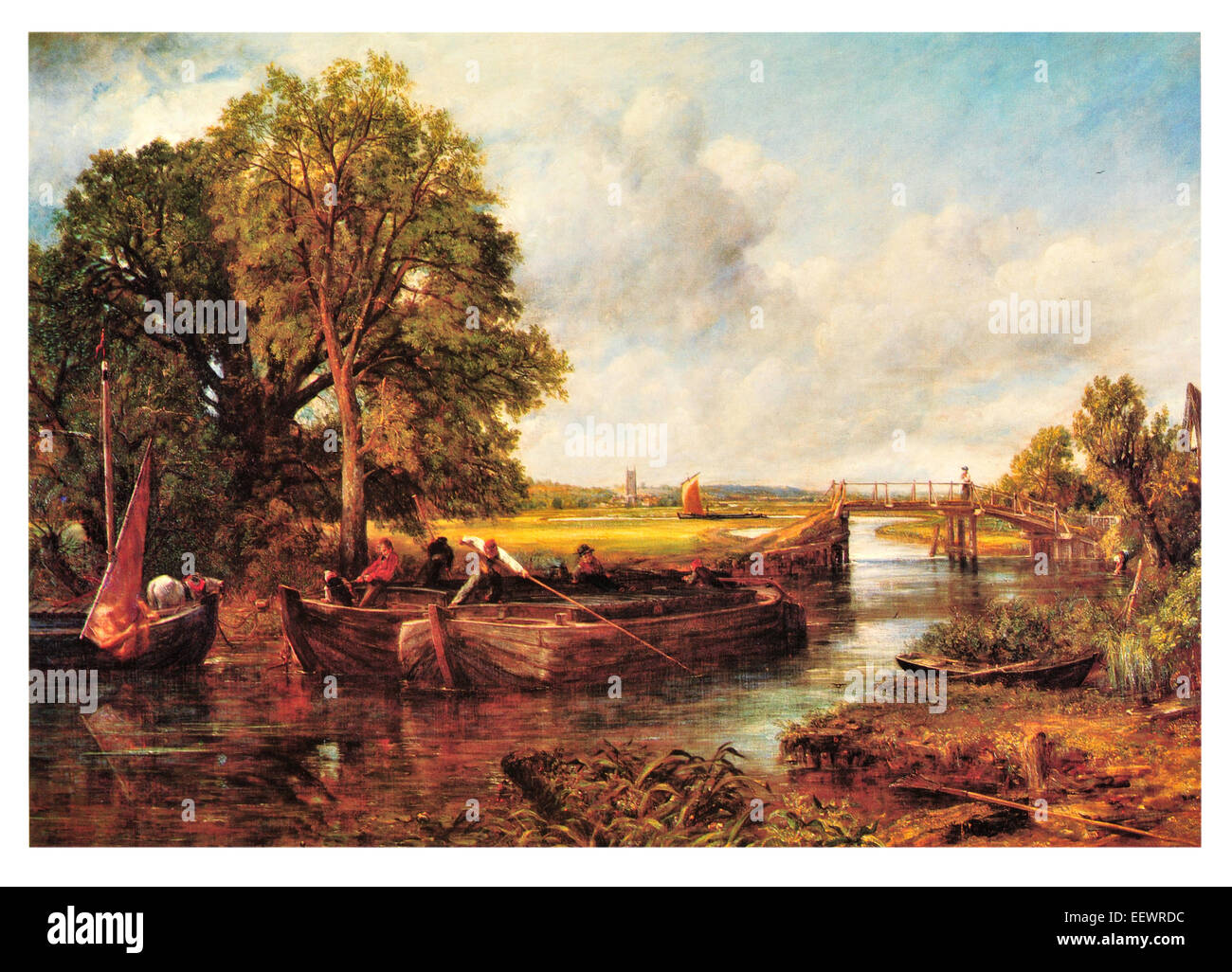 Vue sur la rivière Stour John Constable Sussex bateau navire marchand barge barge pont commerce pole voile Banque D'Images