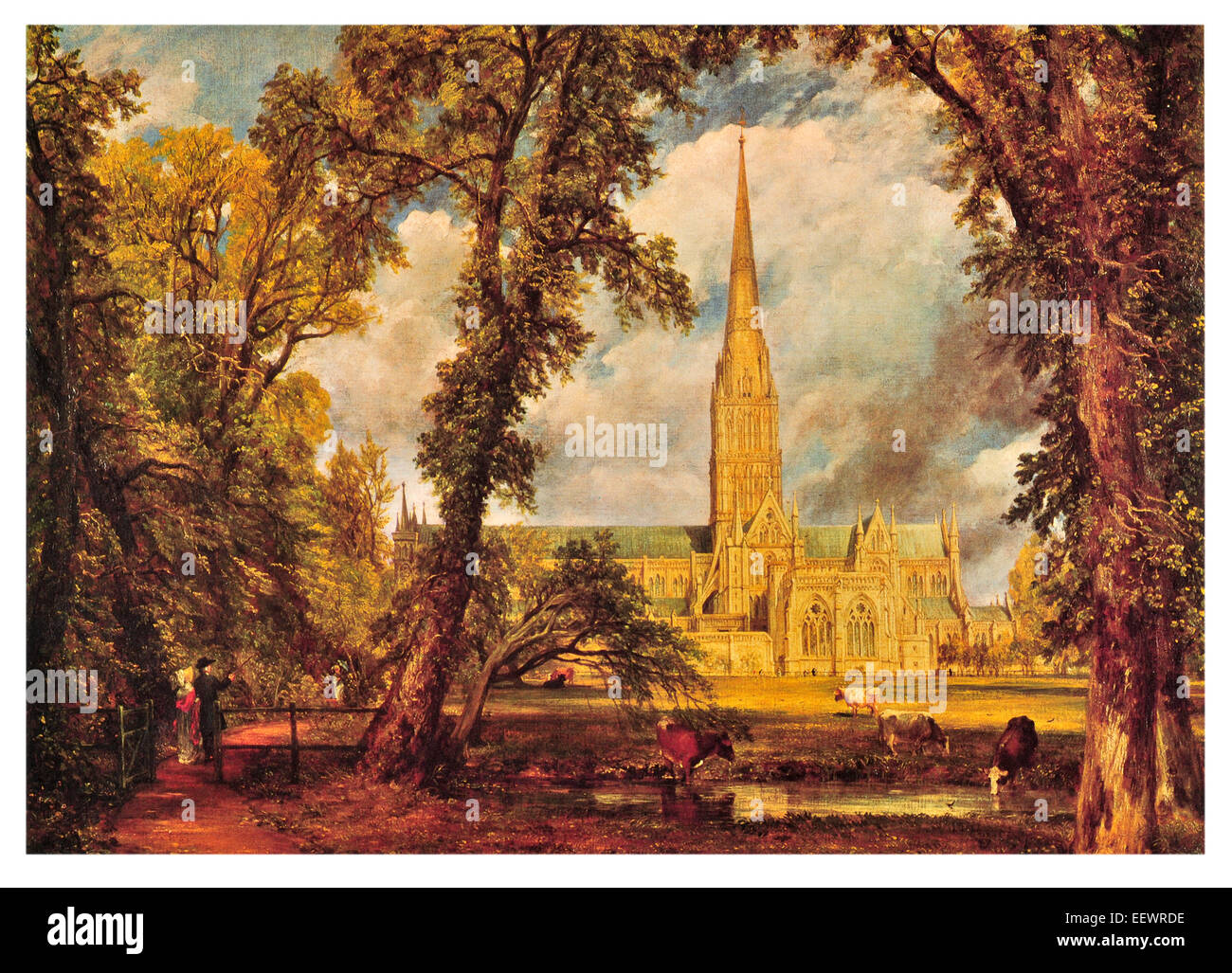La cathédrale de Salisbury John Constable Église de la Bienheureuse Vierge Marie Magna Carta spire anglicane Bishop'S Garden Banque D'Images