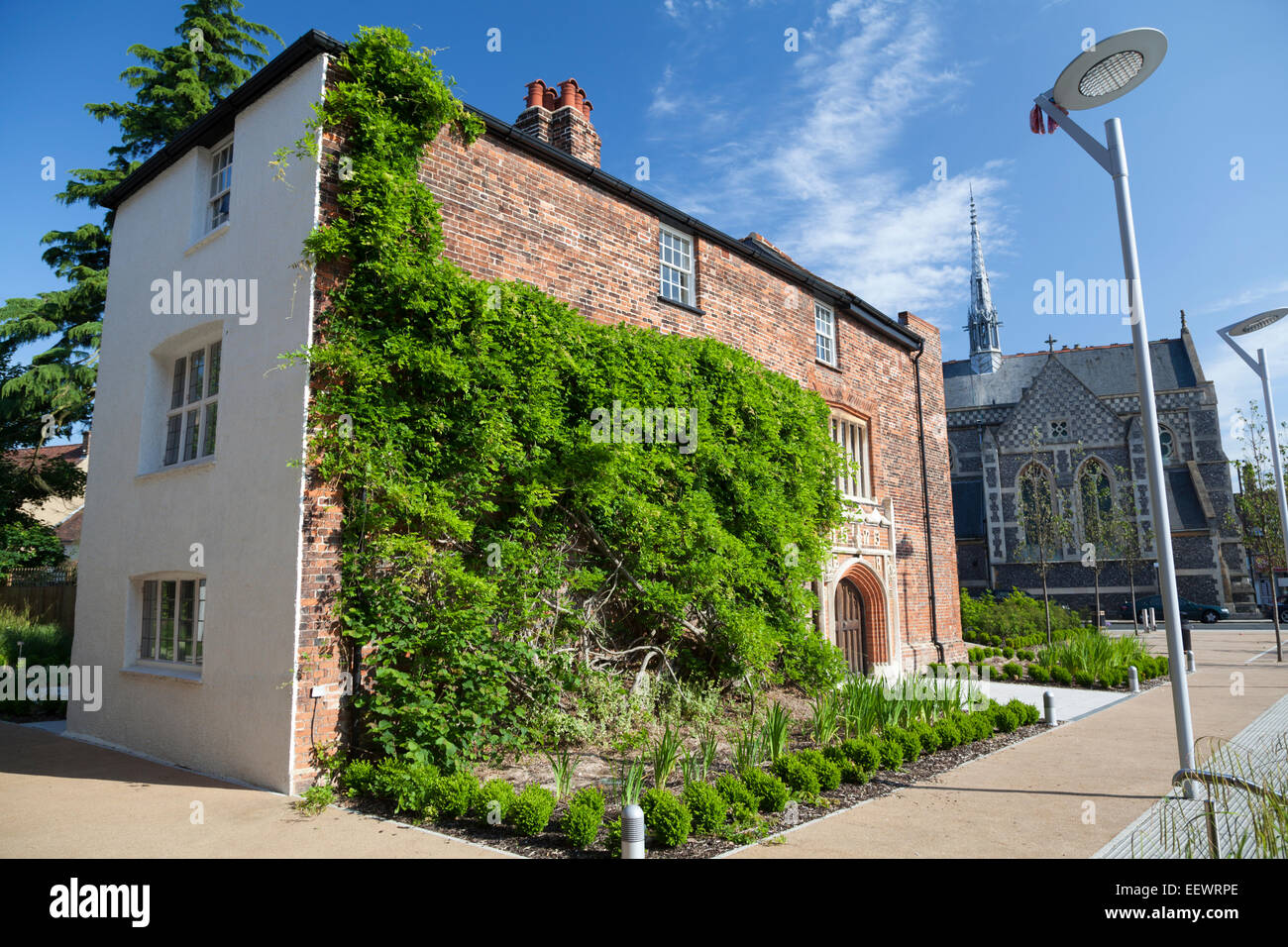 Royaume-uni, Barnet Salle Tudor, qui abritait l'école de grammaire de la Reine Elizabeth I. Banque D'Images