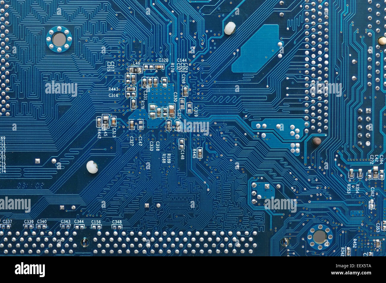 Circuit électronique bleu motif de fond de carte mère Banque D'Images