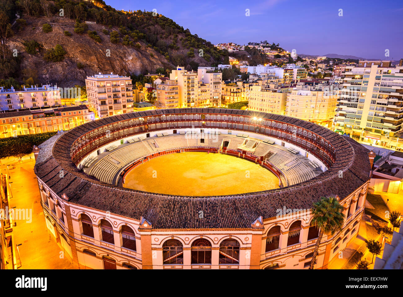 Malaga, Espagne centre-ville sur l'arène. Banque D'Images