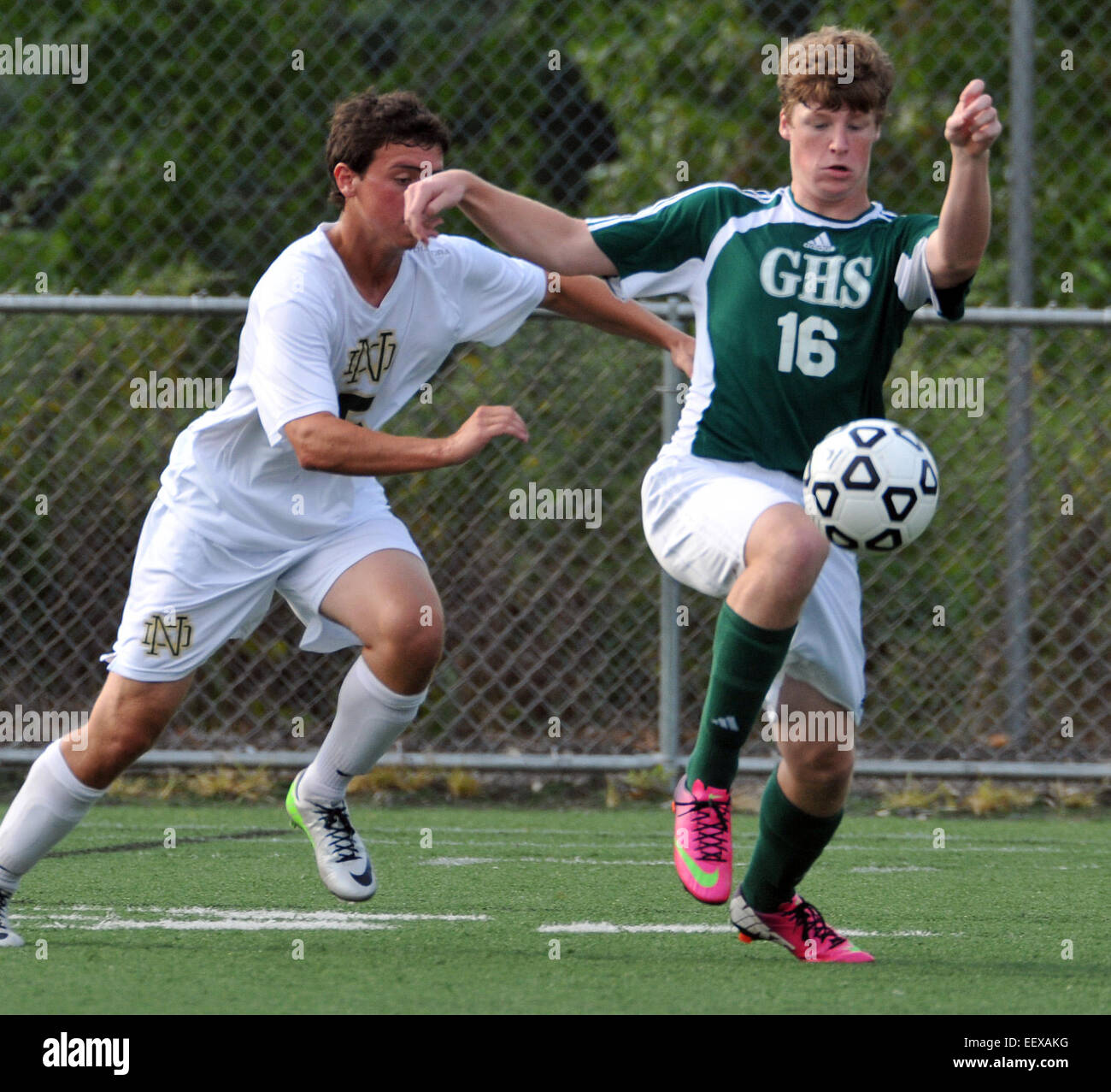 Jeu de soccer- Guilford, CT USA Banque D'Images