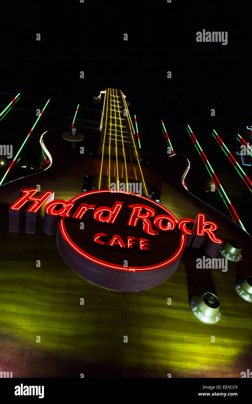 Las Vegas Nevada - 18 Décembre : de près de l'Hard Rock Cafe signe sur le strip, le 18 décembre 2014 à Las Vegas, Nevada Banque D'Images