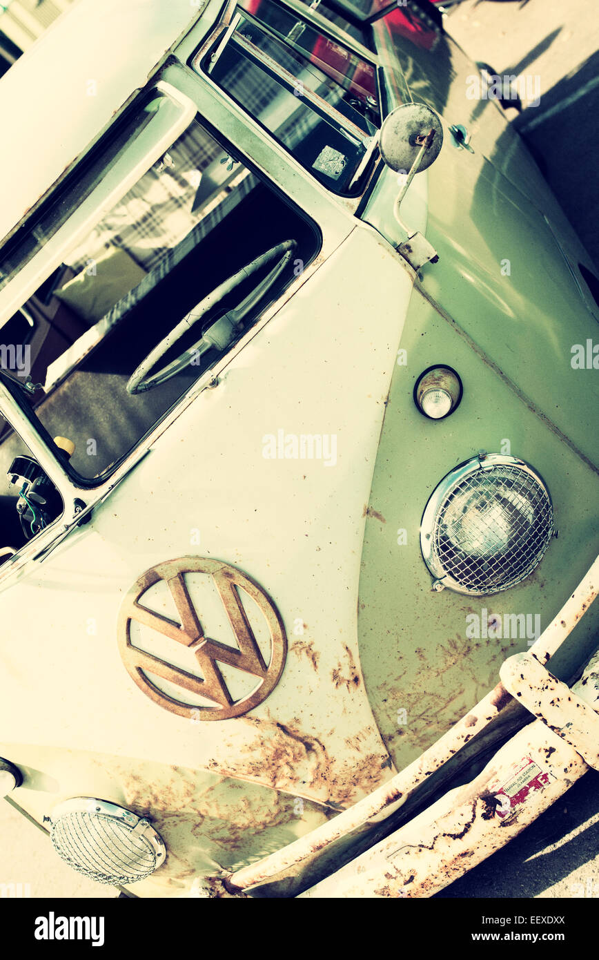 Style Rat VW Volkswagen écran divisé le camping-car Vintage filtre appliqué devant. Banque D'Images