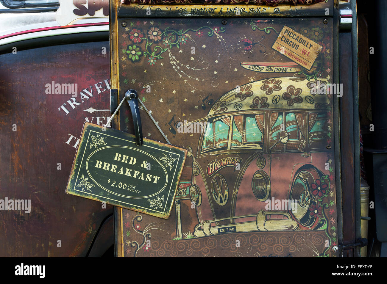 Intérieur d'un Rusty Rat VW Volkswagen écran partagé à un camping-car VW Show. L'Angleterre Banque D'Images