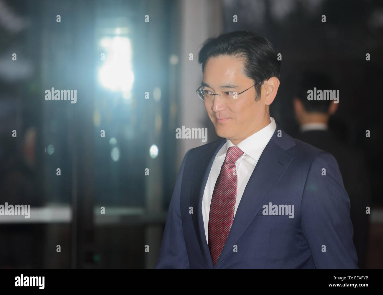 Lee Jay-yong, Jan 19, 2015 : Samsung héritier Lee Jay-yong arrive à l'hôtel Shilla à assister à une réunion annuelle avec top Samsung supérieurs à Séoul, Corée du Sud. Jay-yong est seul fils de groupe Samsung président Lee Kun-hee. © Lee Jae-Won/AFLO/Alamy Live News Banque D'Images