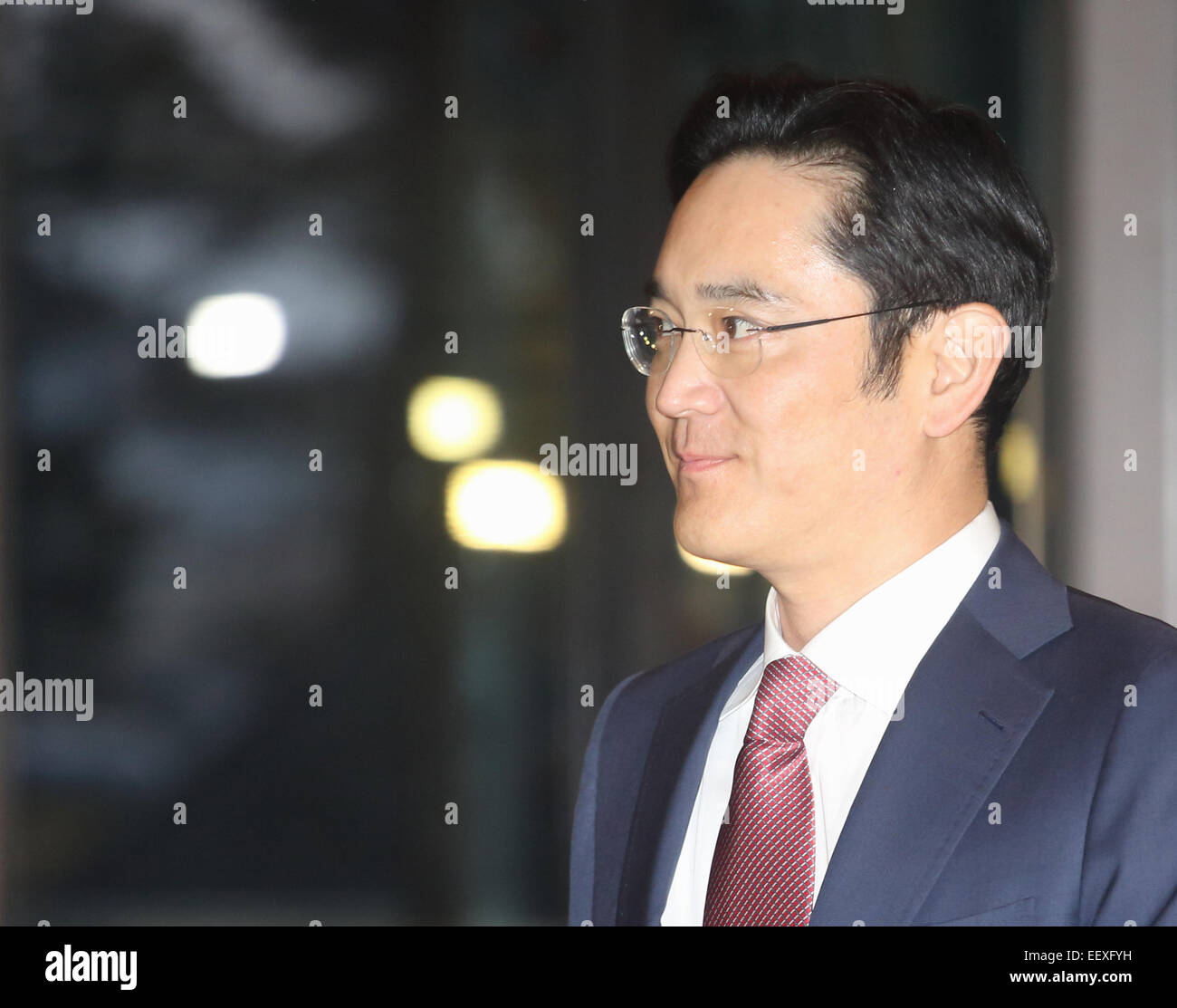 Lee Jay-yong, Jan 19, 2015 : Samsung héritier Lee Jay-yong arrive à l'hôtel Shilla à assister à une réunion annuelle avec top Samsung supérieurs à Séoul, Corée du Sud. Jay-yong est seul fils de groupe Samsung président Lee Kun-hee. © Lee Jae-Won/AFLO/Alamy Live News Banque D'Images