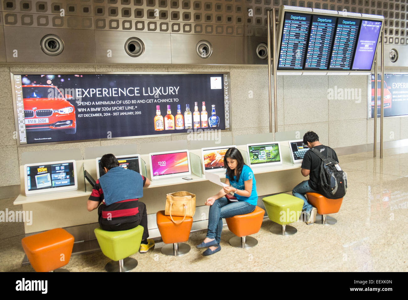 Terminal de départ à l'aéroport international Chhatrapati Shivaji, Mumbai, aéroport international, Bombay, Maharashtra, Inde, Asie.Asian. Banque D'Images