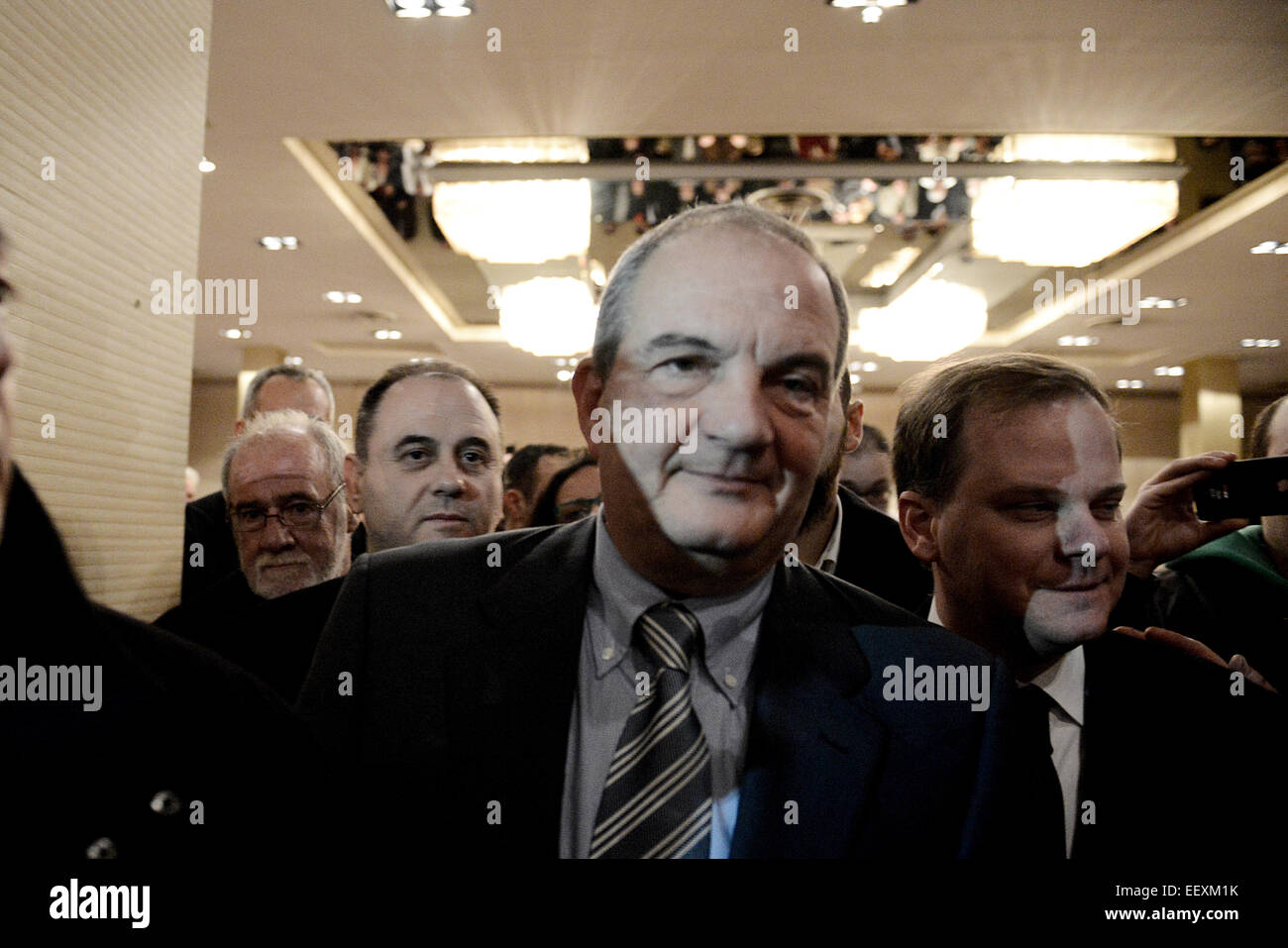 L'ancien Premier Ministre et chef du parti Nouvelle Démocratie Grèce Konstantinos Karamanlis, Janvier 2015 Banque D'Images